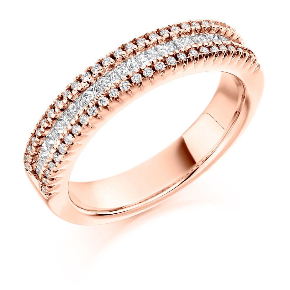 Channel-Set Half Eternity Ring, 0.7ct total (HET1292) in Rose Gold