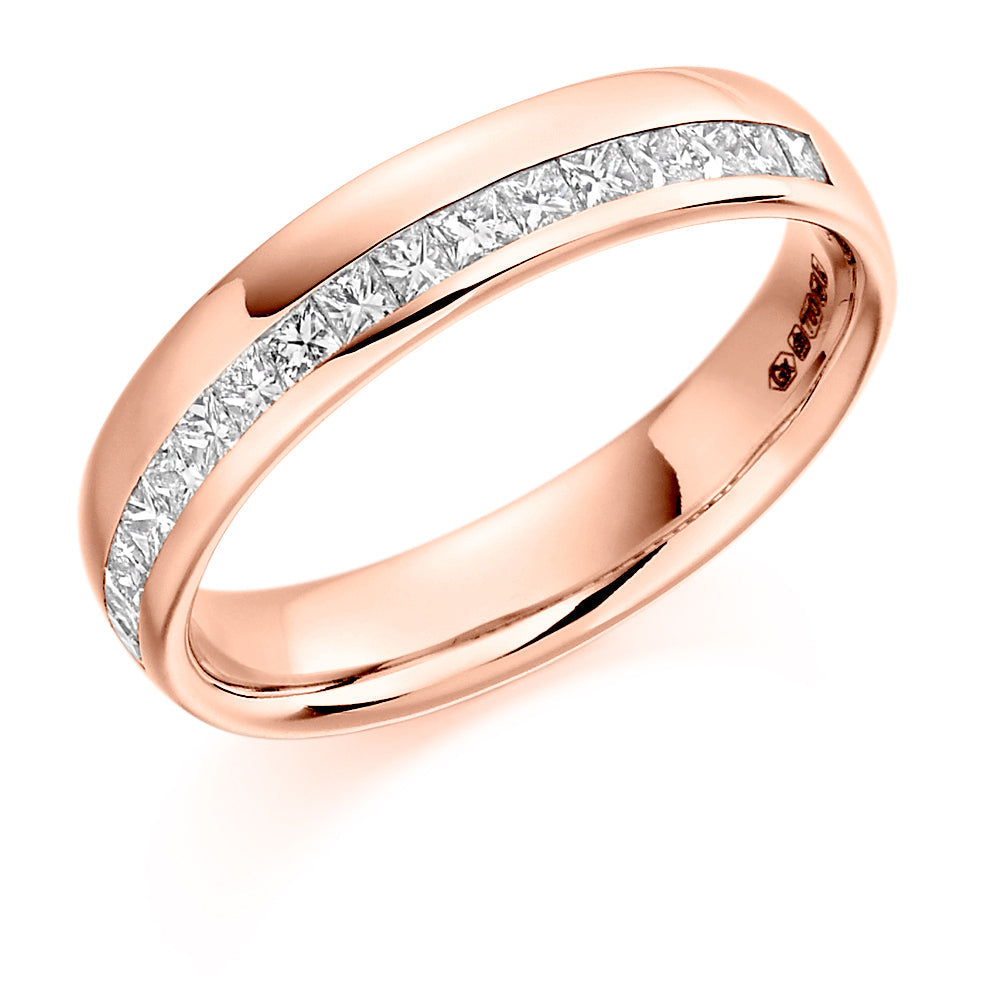 Offset Channel-Set Half Eternity Ring, 0.4ct total (HET1315) in Rose Gold