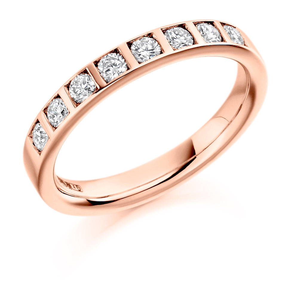 Bar-Set Half Eternity Ring, 0.4ct total (HET1343) in Rose Gold