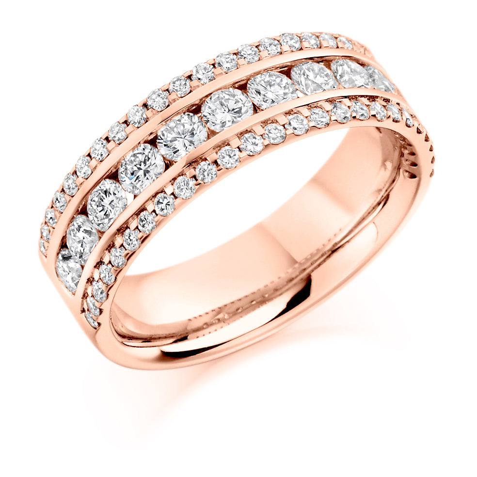 Channel-Set Half Eternity Ring, 1.35ct total in Rose Gold