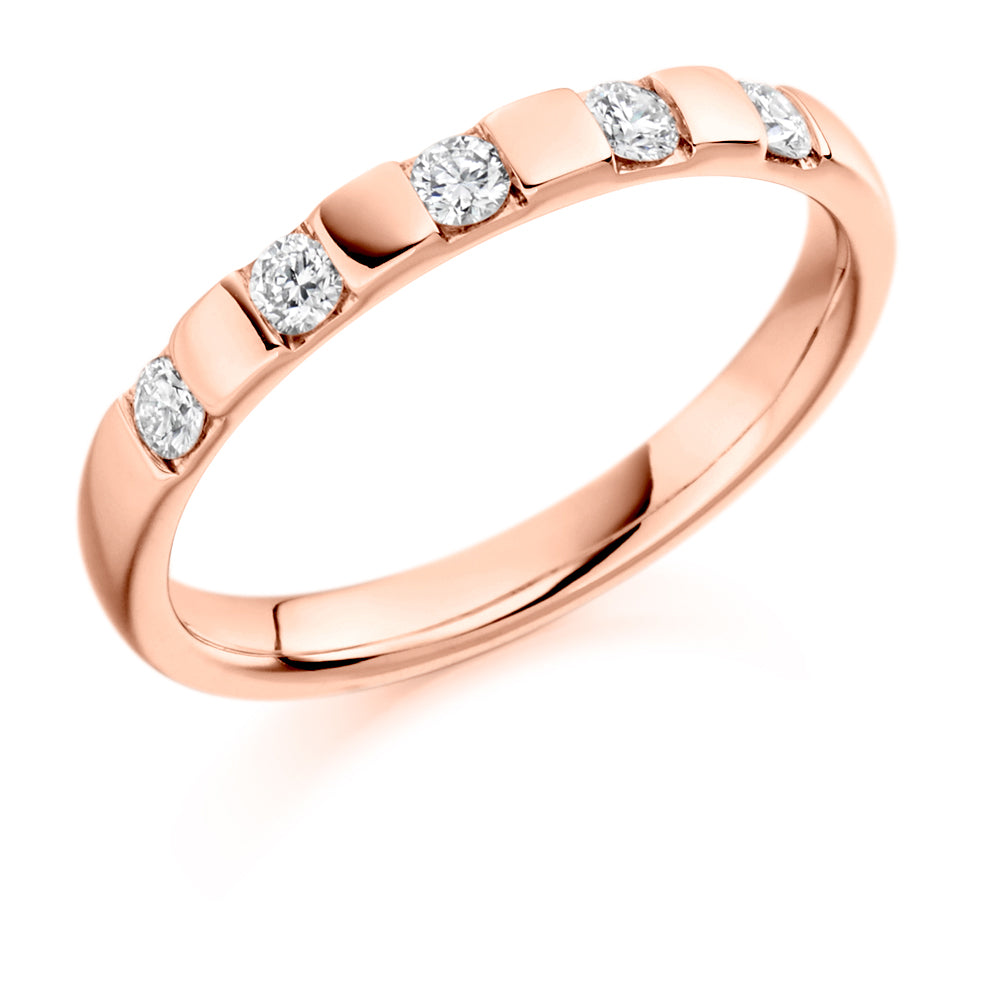 Bar-Set Half Eternity Ring, 0.25ct total (HET1373) in Rose Gold