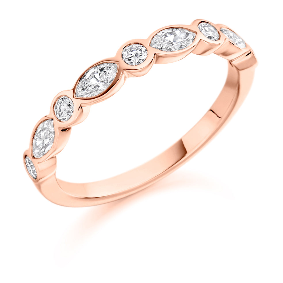 Rubover Half Eternity Ring, 0.45ct total in Rose Gold