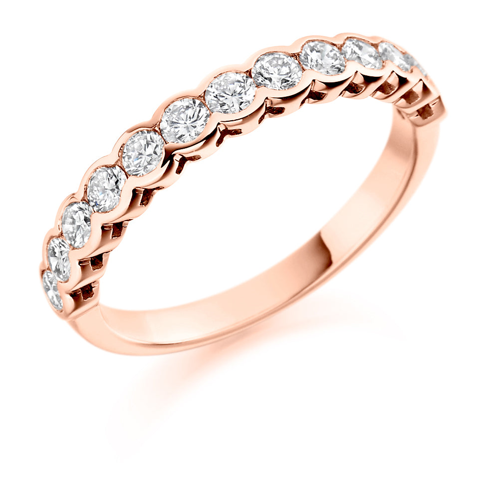 Rubover Half Eternity Ring, 0.75ct total (HET1428) in Rose Gold