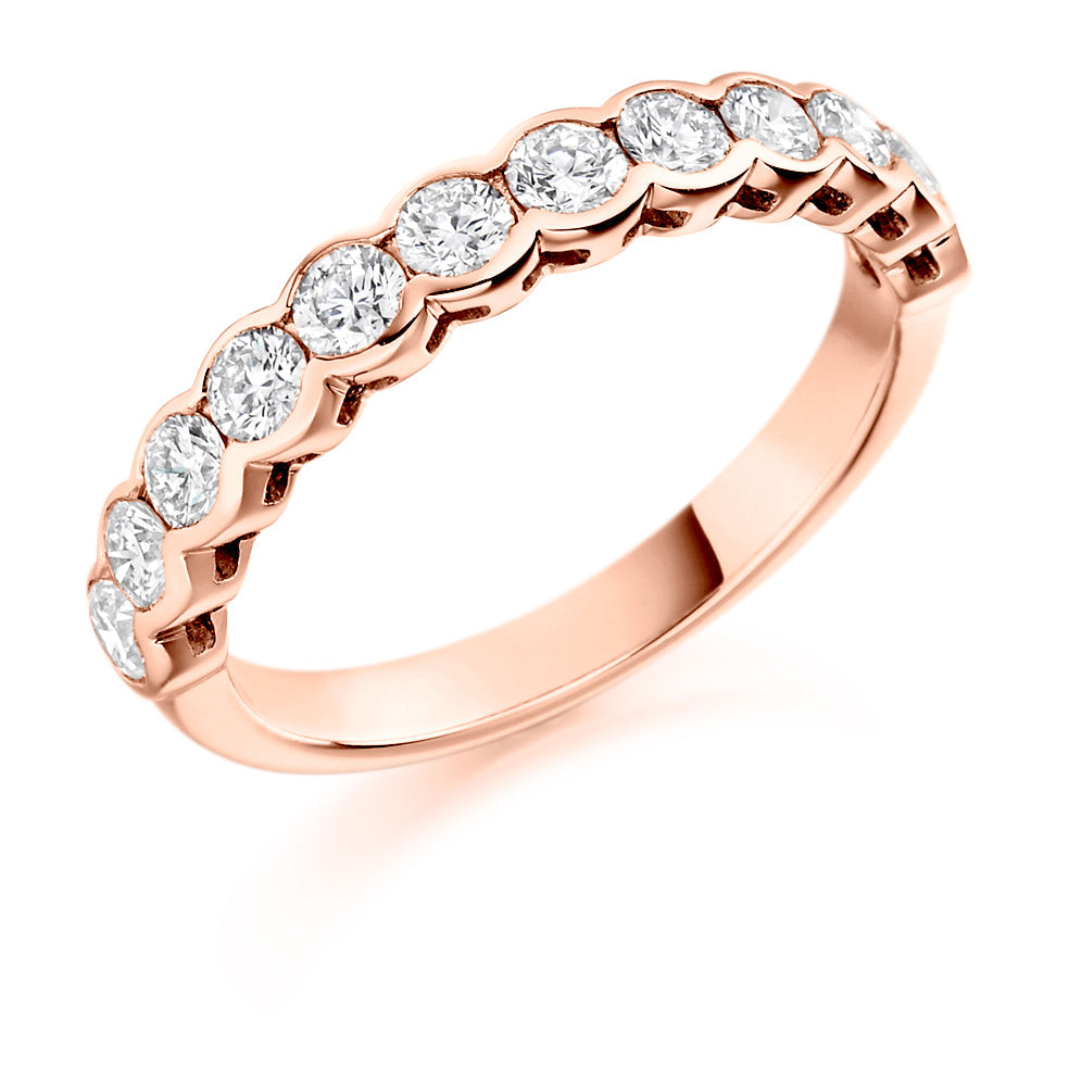 Rubover Half Eternity Ring, 1.0ct total (HET1429) in Rose Gold