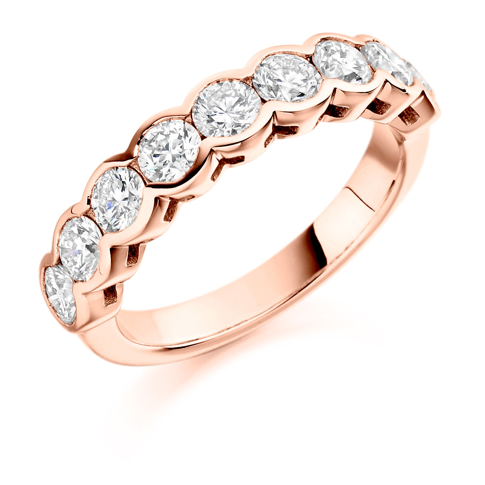Rubover Half Eternity Ring, 1.5ct total in Rose Gold