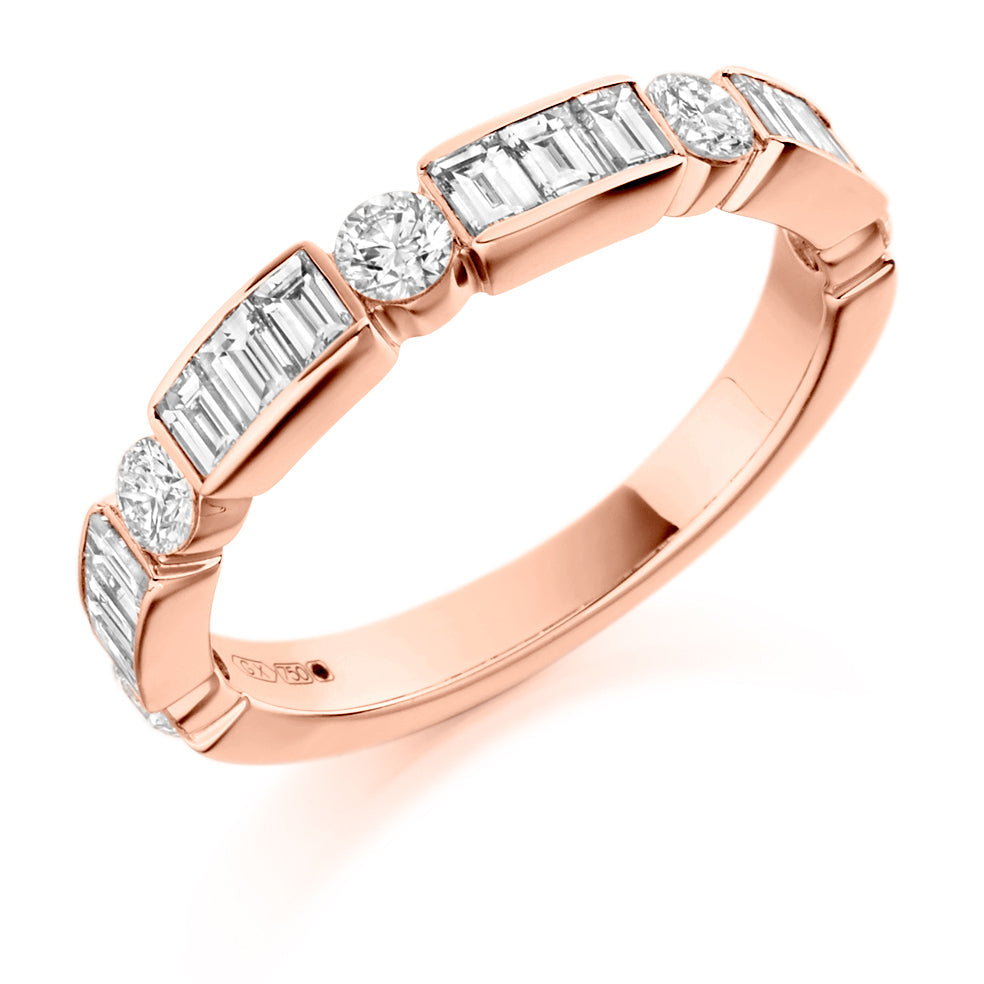 Bar-Set Half Eternity Ring, 1.2ct total (HET1555) in Rose Gold