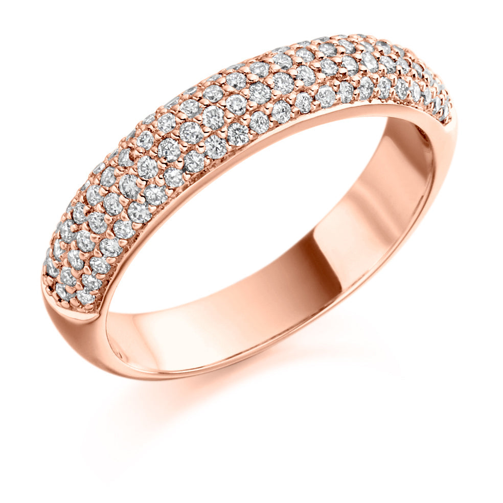 Pavé-Set Half Eternity Ring, 0.5ct total in Rose Gold