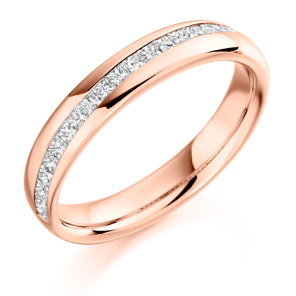 Offset Channel-Set Half Eternity Ring, 0.4ct total in Rose Gold
