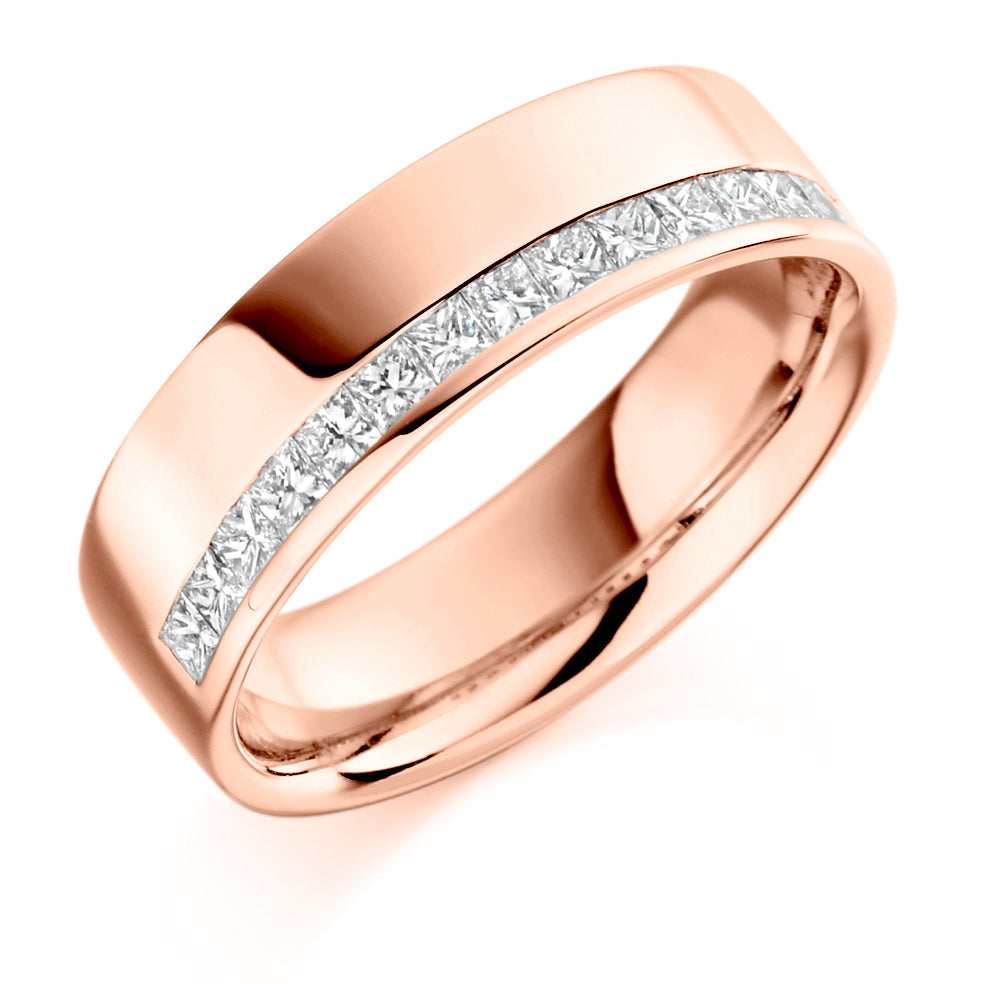 Offset Channel-Set Half Eternity Ring, 0.5ct total (HET1726) in Rose Gold