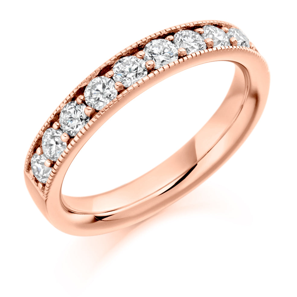 Grain-Set Half Eternity Ring, 0.75ct total (HET1773) in Rose Gold