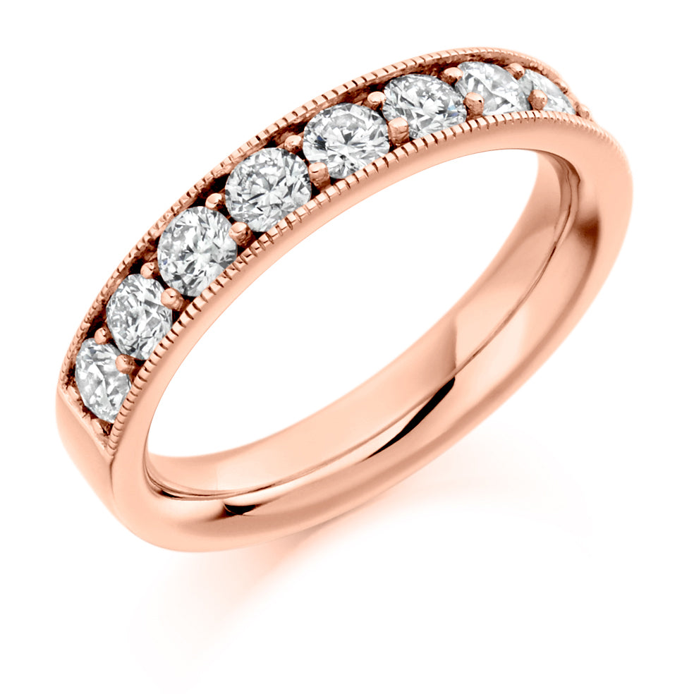 Grain-Set Half Eternity Ring, 1.00ct total (HET1774) in Rose Gold