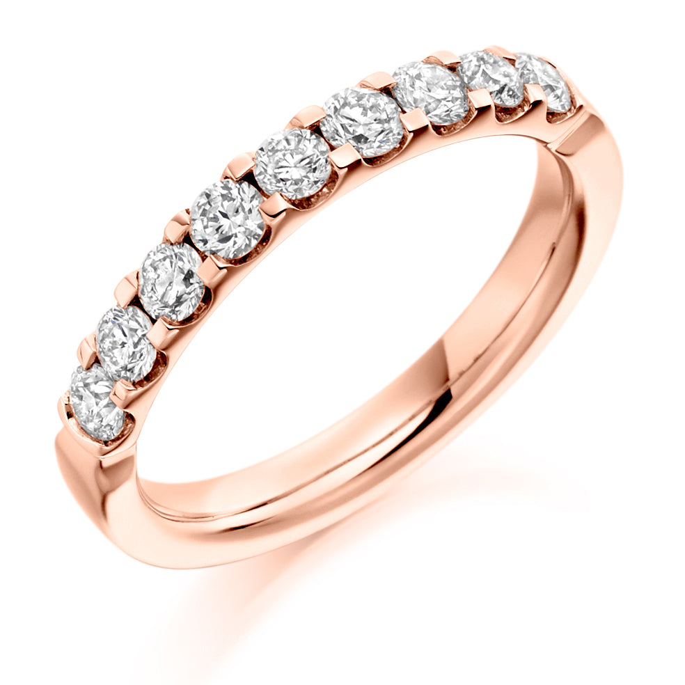 Micro-claw-Set Half Eternity Ring, 0.70ct total (HET1787) in Rose Gold