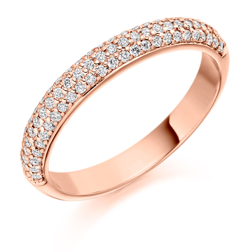 Pavé-Set Half Eternity Ring, 0.4ct total in Rose Gold