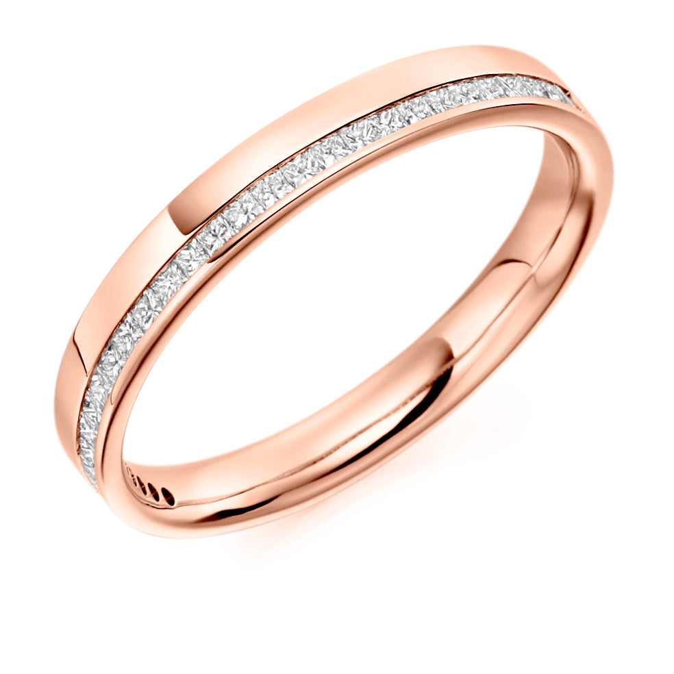 Offset Channel-Set Half Eternity Ring, 0.25ct total (HET1866) in Rose Gold