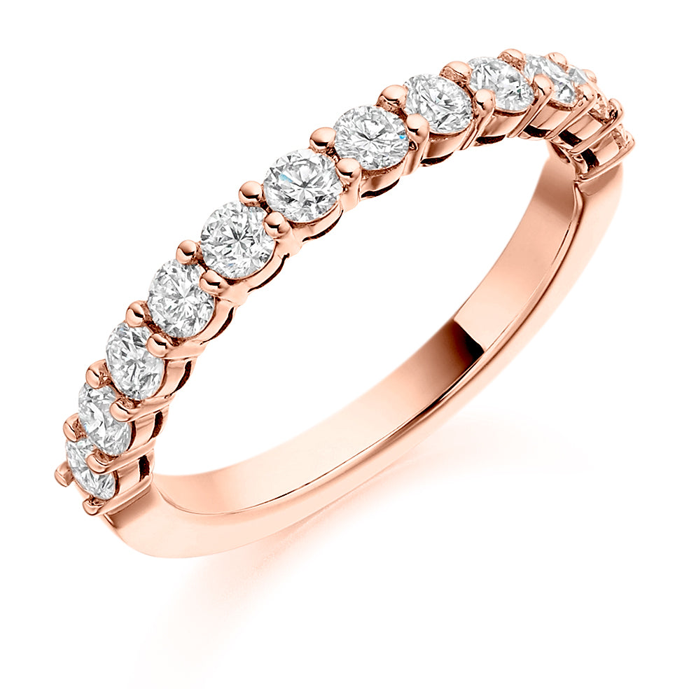 Claw-Set Half Eternity Ring, 0.75ct total (HET1949) in Rose Gold