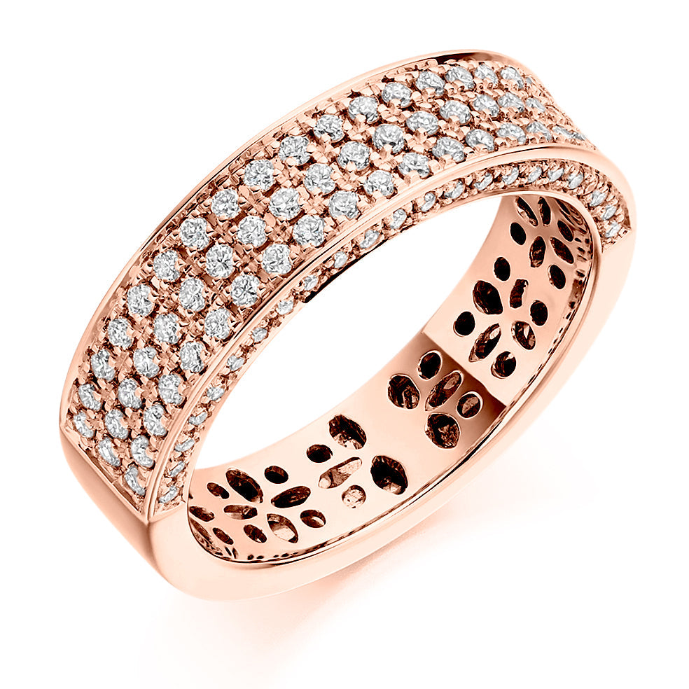 Pavé-Set Half Eternity Ring, 0.65ct total in Rose Gold