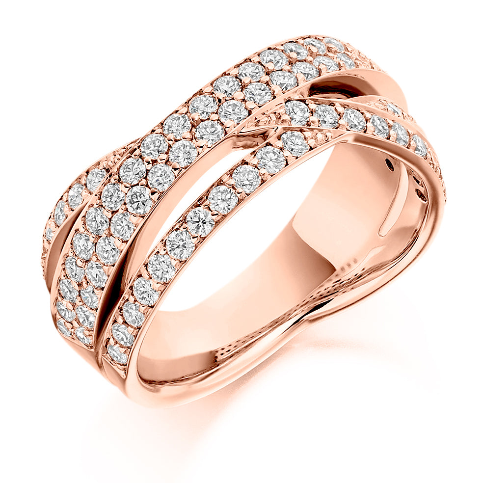 Shaped Grain-Set Half Eternity Ring, 1.15ct total in Rose Gold