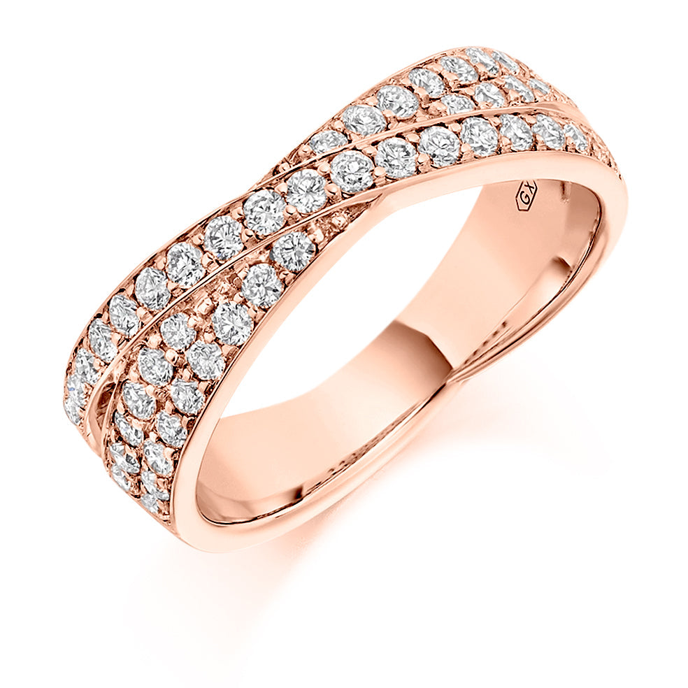 Shaped Grain-Set Half Eternity Ring, 0.7ct total in Rose Gold