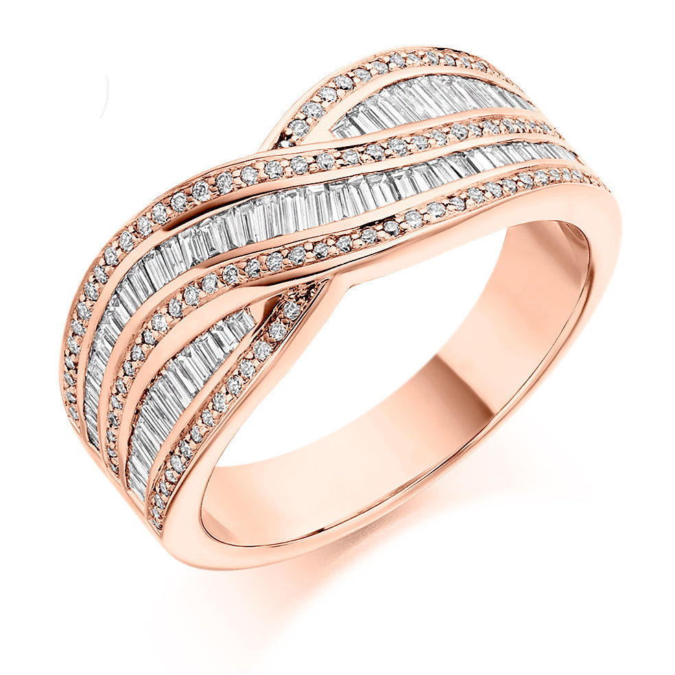 Shaped Channel-Set Half Eternity Ring, 0.8ct total in Rose Gold