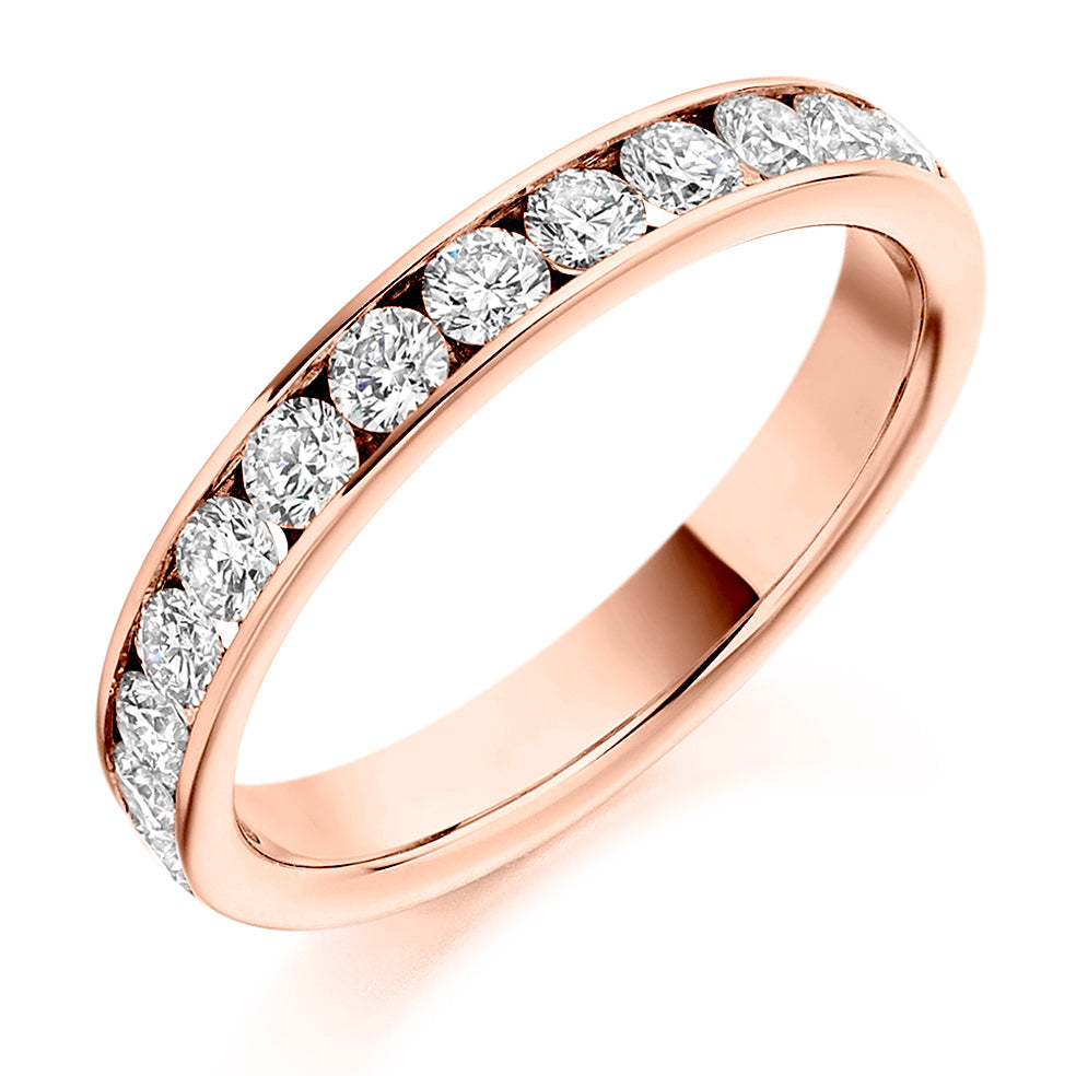 Channel-Set Half Eternity Ring, 0.75ct total (HET2108) in Rose Gold