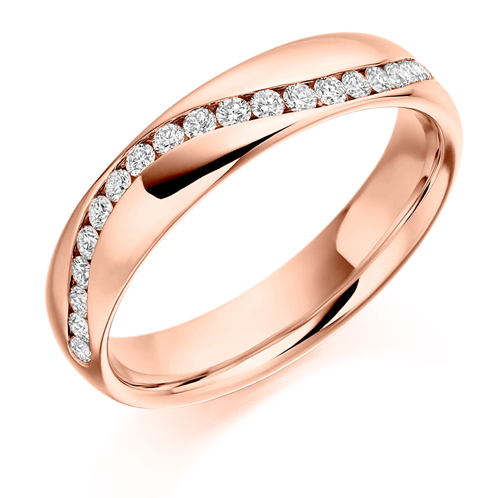 Offset Channel-Set Half Eternity Ring, 0.3ct total in Rose Gold