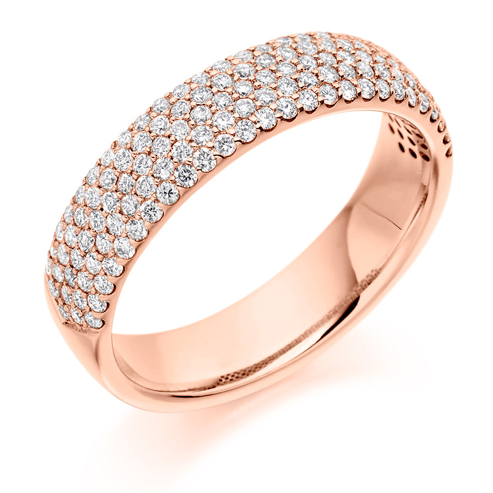 Pavé-Set Half Eternity Ring, 0.7ct total in Rose Gold