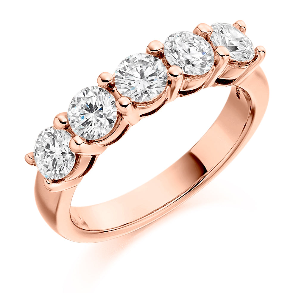 Claw-Set Half Eternity Ring, 1.5ct total (HET2175) in Rose Gold