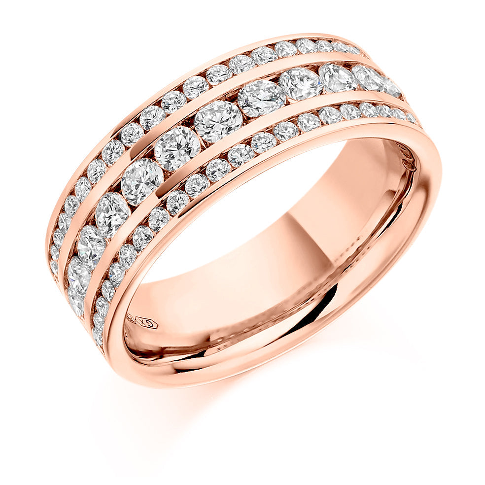 Channel-Set Half Eternity Ring, 1.4ct total in Rose Gold