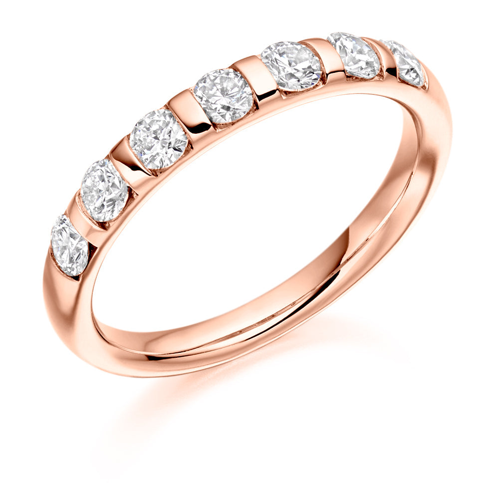 Bar-Set Half Eternity Ring, 0.65ct total in Rose Gold