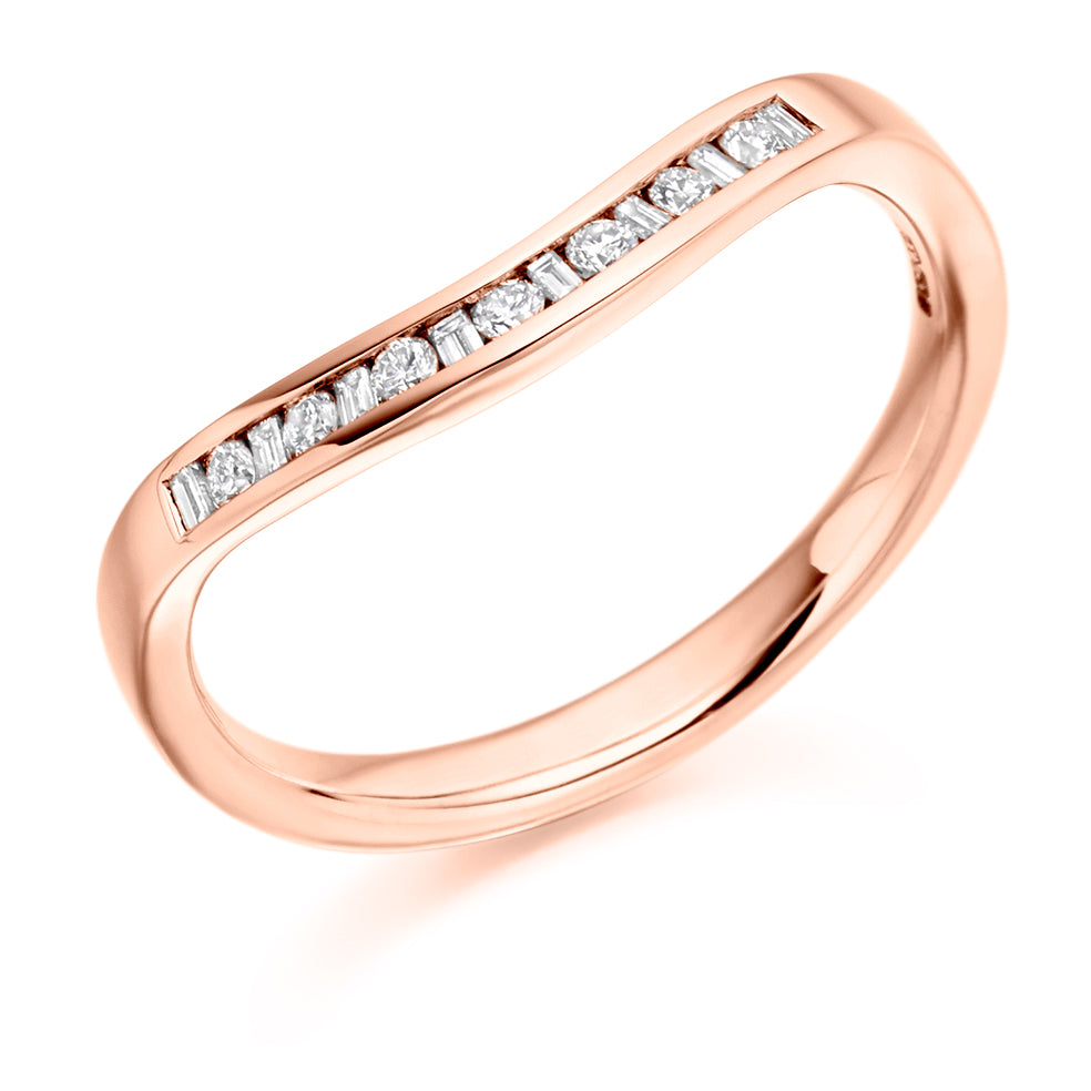Shaped Channel-Set Half Eternity Ring, 0.15ct total in Rose Gold