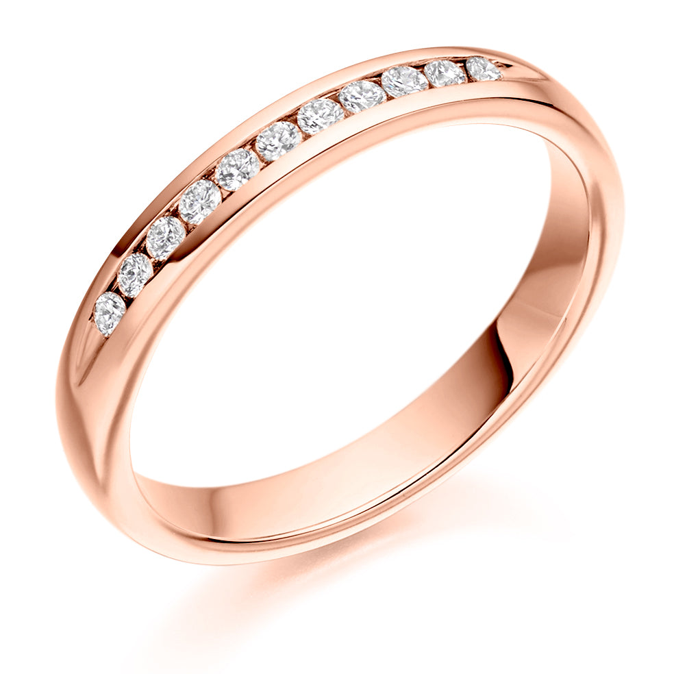 Channel-Set Half Eternity Ring, 0.15ct total (HET2265) in Rose Gold