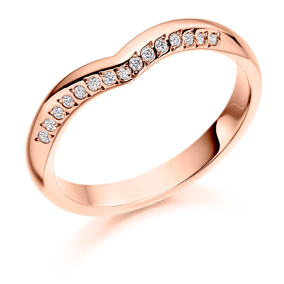 Shaped Grain-Set Half Eternity Ring, 0.08ct total in Rose Gold