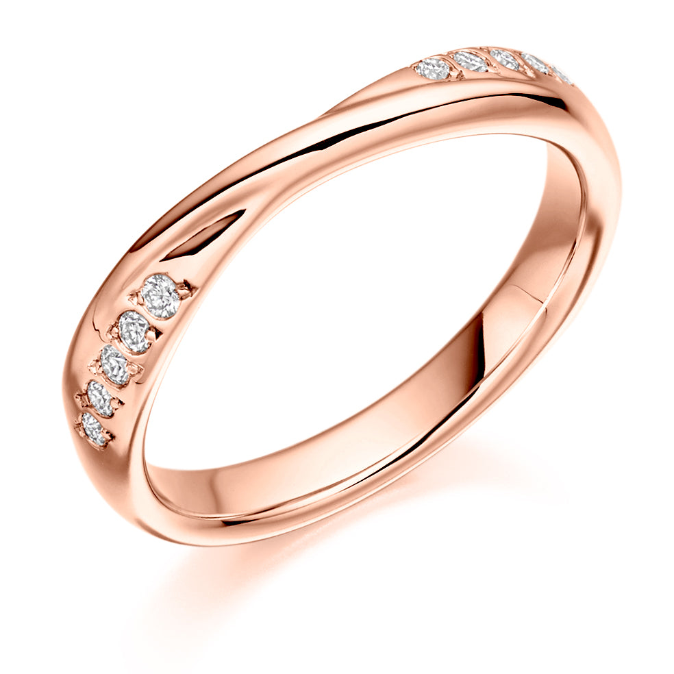 Grain-Set Half Eternity Ring, 0.10ct total (HET2291) in Rose Gold