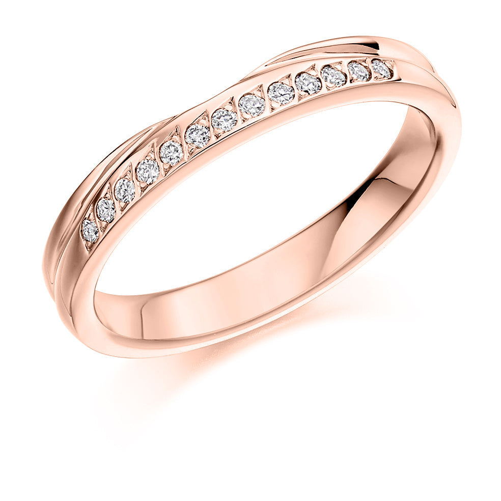 Shaped Grain-Set Half Eternity Ring, 0.11ct total in Rose Gold