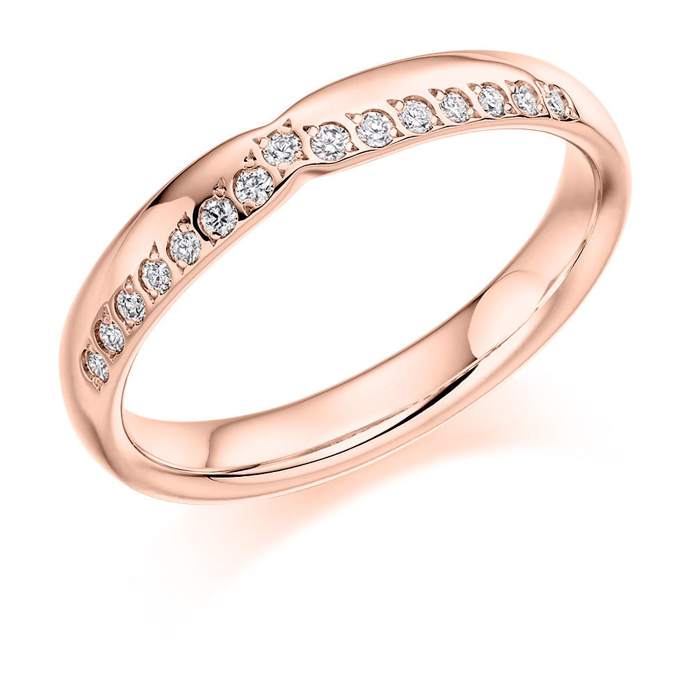 Shaped Grain-Set Half Eternity Ring, 0.12ct total (HET2300) in Rose Gold
