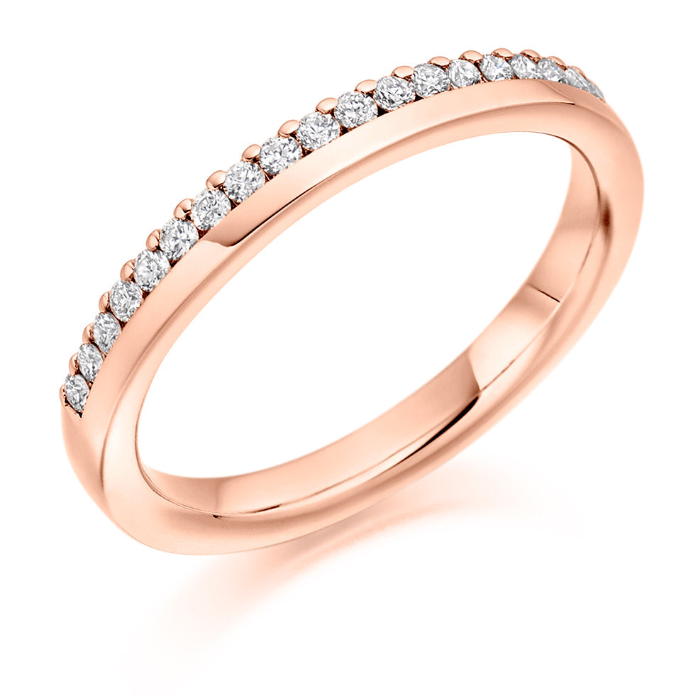 Offset Micro-Claw Half Eternity Ring, 0.22ct total in Rose Gold