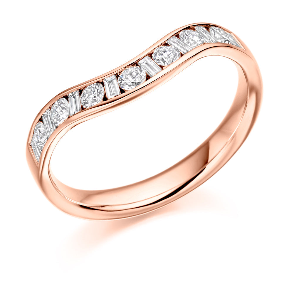 Shaped Channel-Set Half Eternity Ring, 0.5ct total (HET2304) in Rose Gold