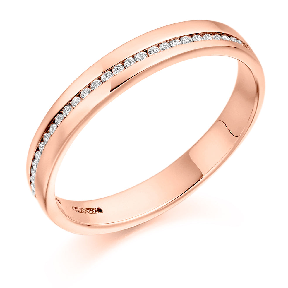 Offset Channel-Set Half Eternity Ring, 0.12ct total (HET2309) in Rose Gold