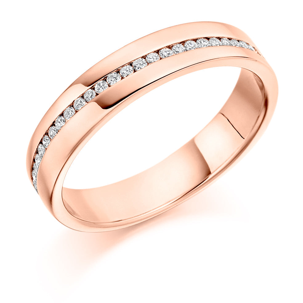 Offset Channel-Set Half Eternity Ring, 0.16ct total in Rose Gold