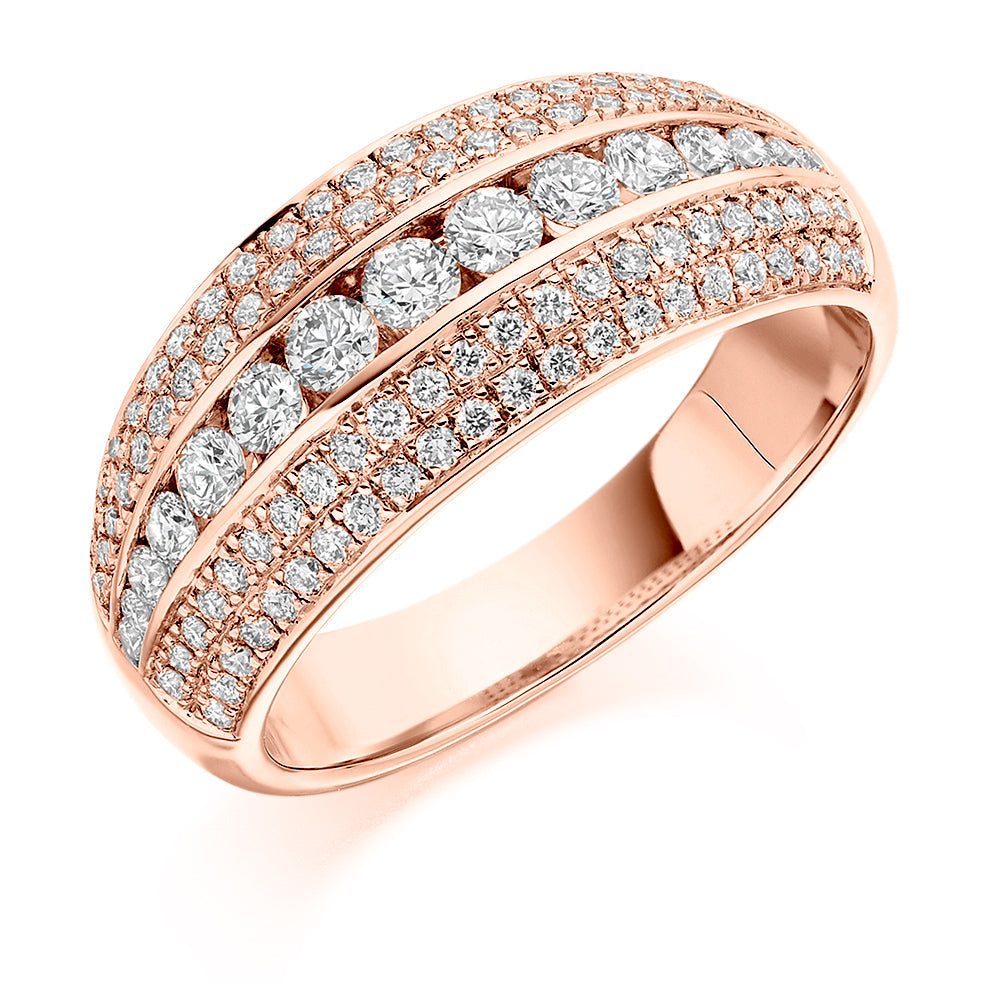 Channel-Set Half Eternity Ring, 1.15ct total in Rose Gold