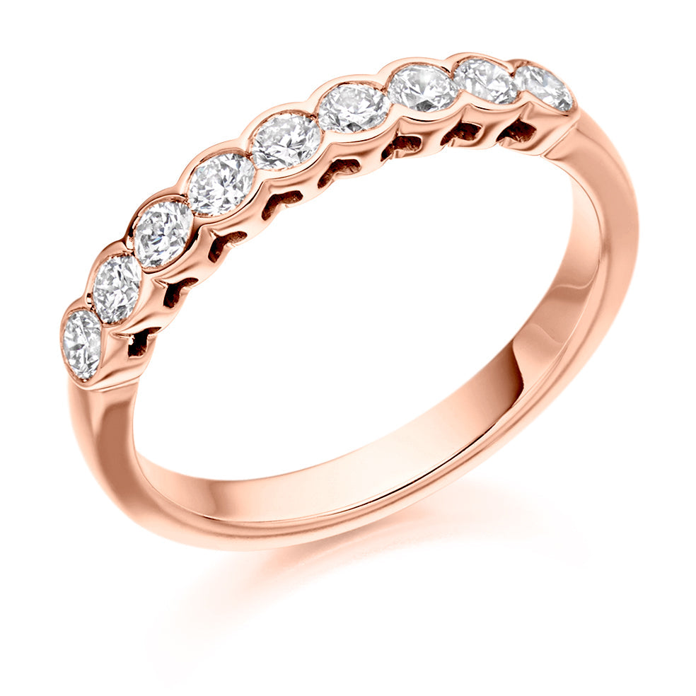 Rubover-Set Half Eternity Ring, 0.50ct total (HET2388) in Rose Gold