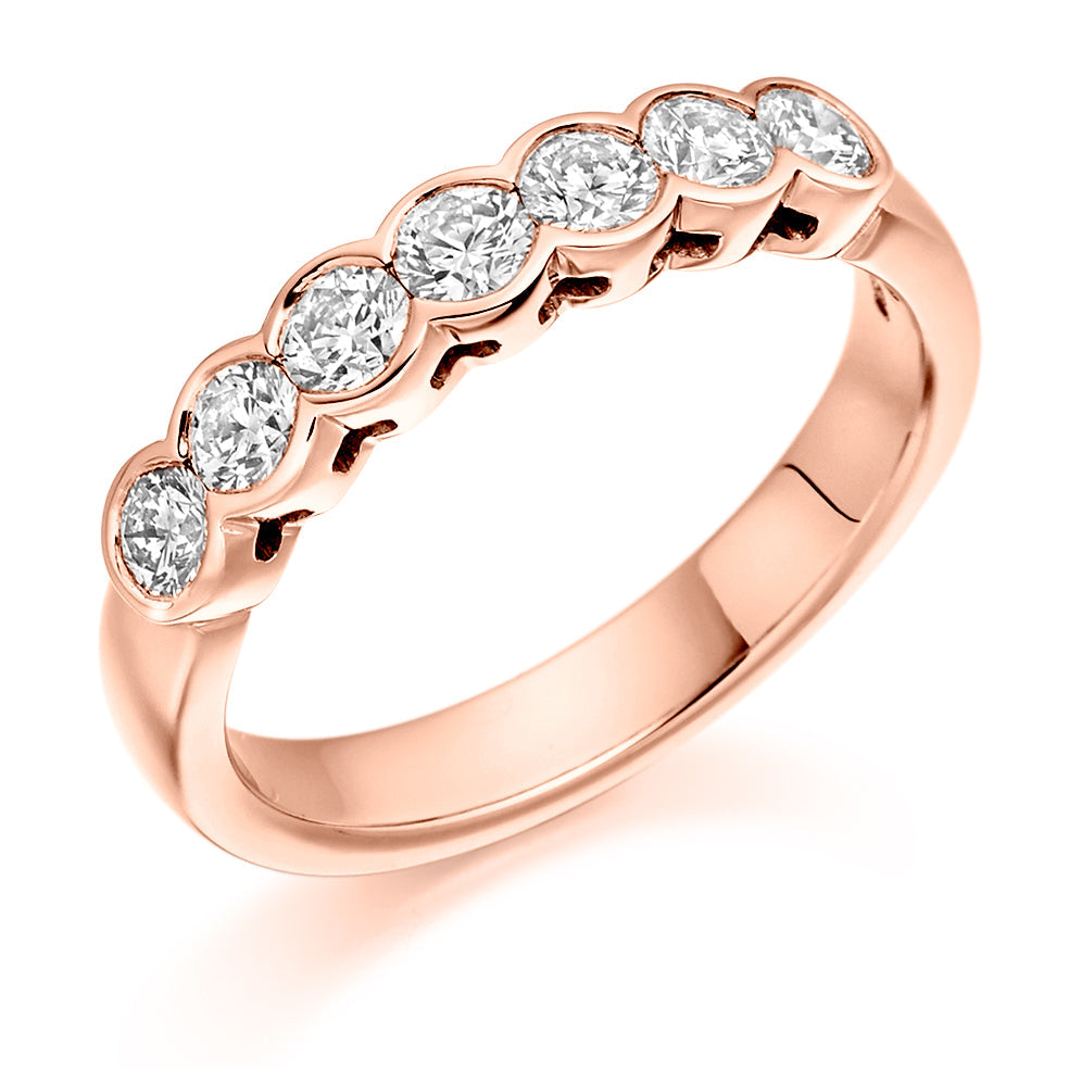 Rubover-Set Half Eternity Ring, 0.75ct total (HET2389) in Rose Gold