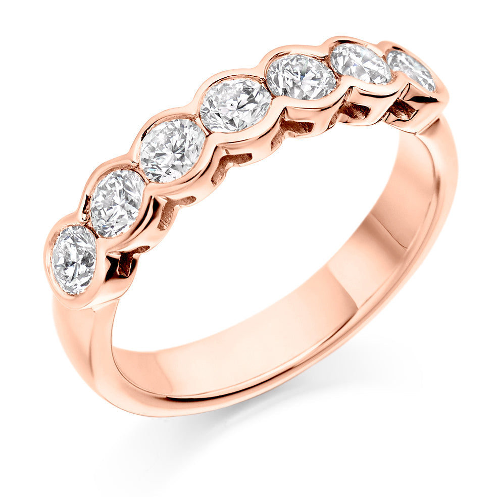 Rubover-Set Half Eternity Ring, 1.00ct total (HET2390) in Rose Gold