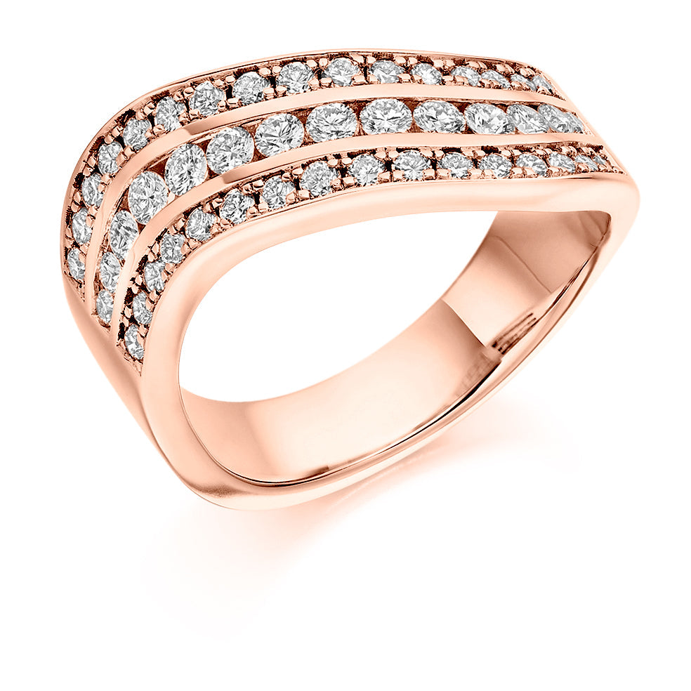 Right Hand Ring-Set Half Eternity Ring, 1.00ct total (HET2413) in Rose Gold