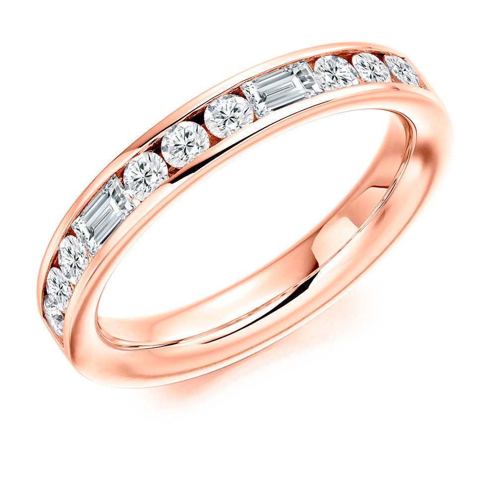 Channel-Set Half Eternity Ring, 0.75ct total (HET2487) in Rose Gold