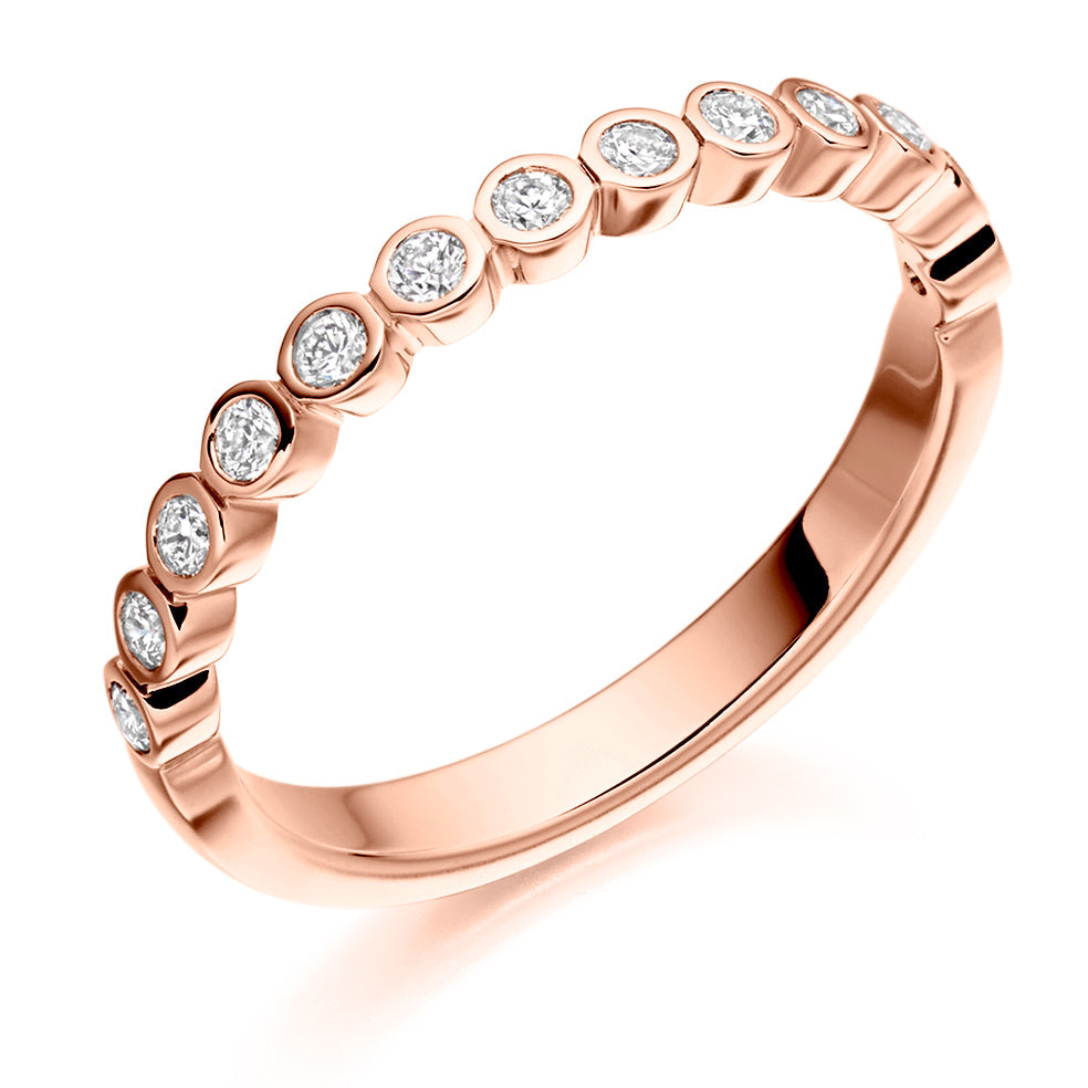 Rubover Half Eternity Ring, 0.25ct total in Rose Gold