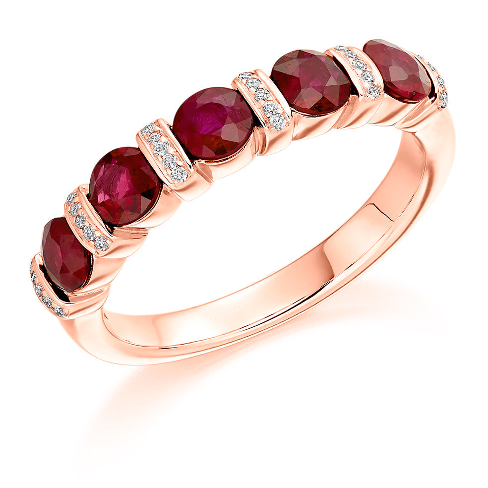 Bar-Set Half Eternity Ring, 0.06ct total (HET2637) in Rose Gold