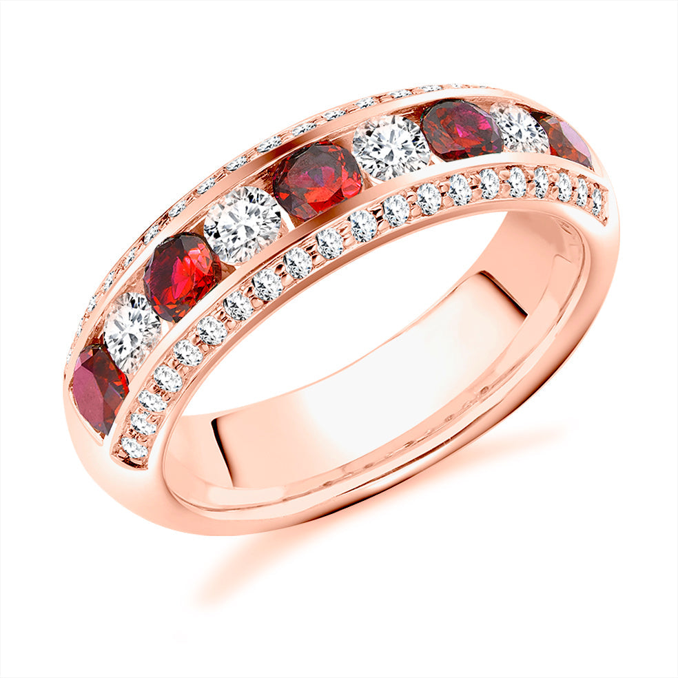 Right Hand Ring-Set Half Eternity Ring, 0.65ct total (HET2651) in Rose Gold