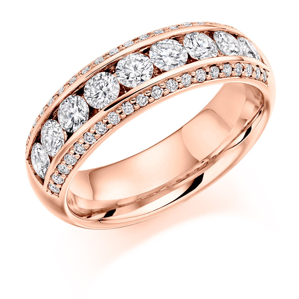 Channel-Set Half Eternity Ring, 1.25ct total (HET2651) in Rose Gold