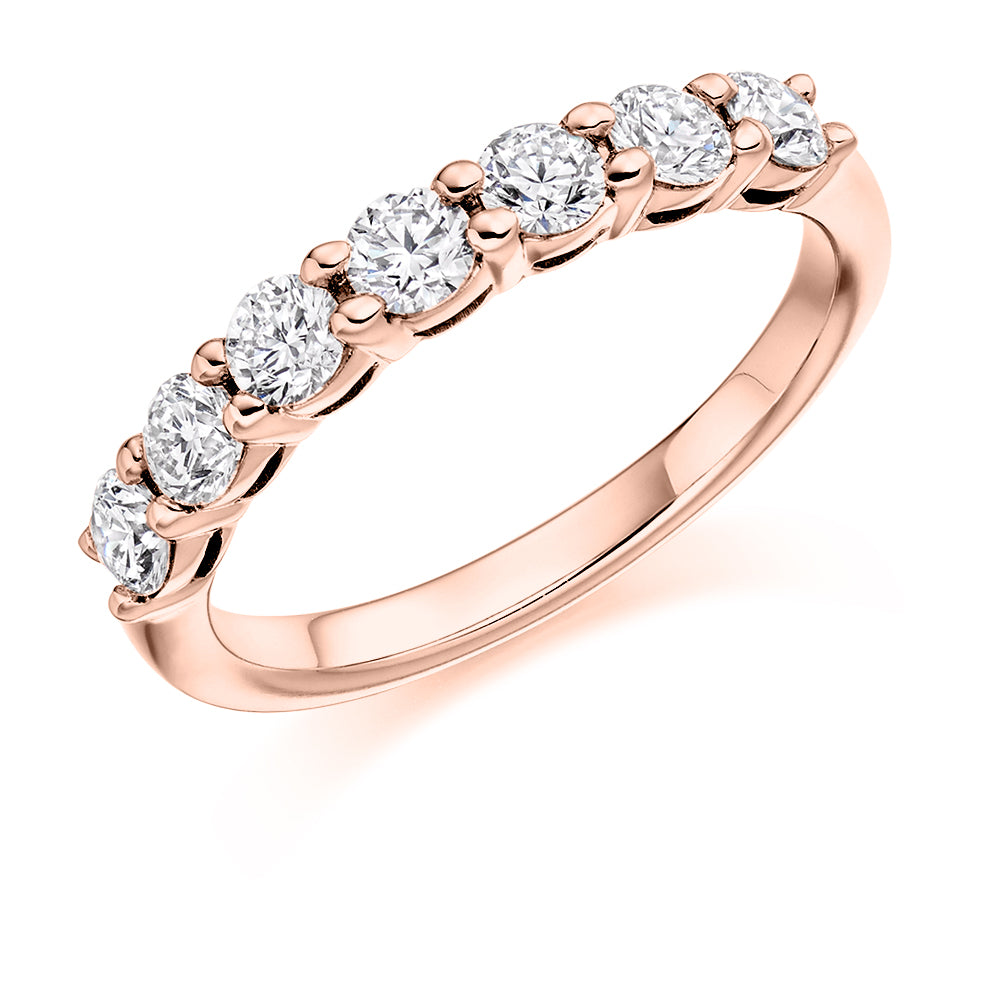 Claw-Set Half Eternity Ring, 0.75ct total (HET2704) in Rose Gold